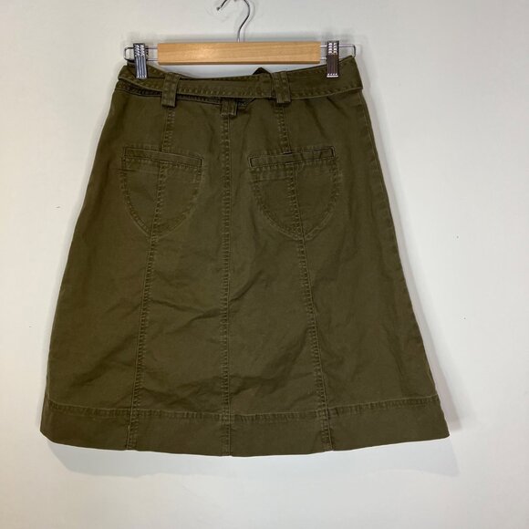 Talbots Stretch Skirt Green Button Front Tie Waist Belt‎ Size 2 - Picture 8 of 10
